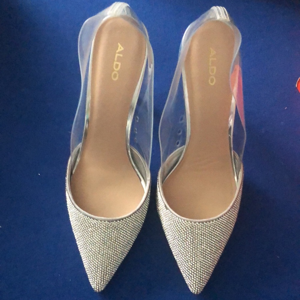 Aldo Silver and White Heels for a Chic Look